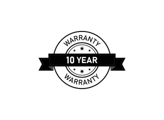 10 years warranty icon isolated on white background.