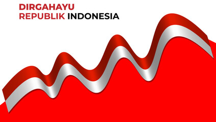 indonesia, vector flag with waving waves and bends on white background.