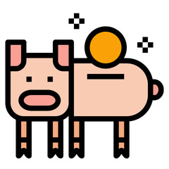 piggy bank filled outline icon style