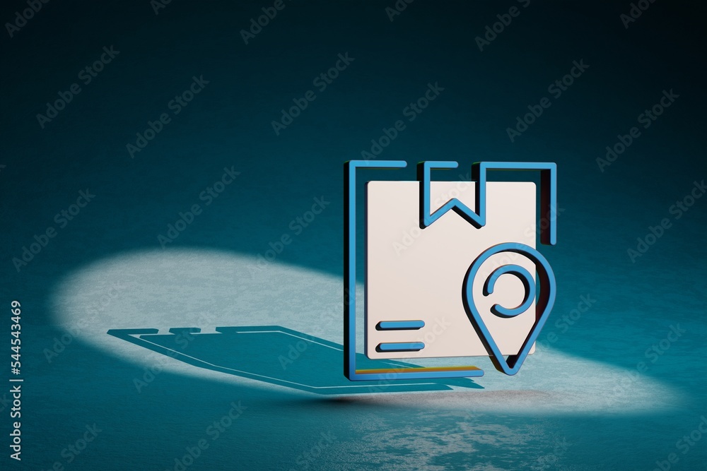 Poster Beautiful abstract illustrations Delivery Box Tracking Location symbol icon on a dark blue background. 3d rendering illustration. Background pattern for design. Online Shopping..