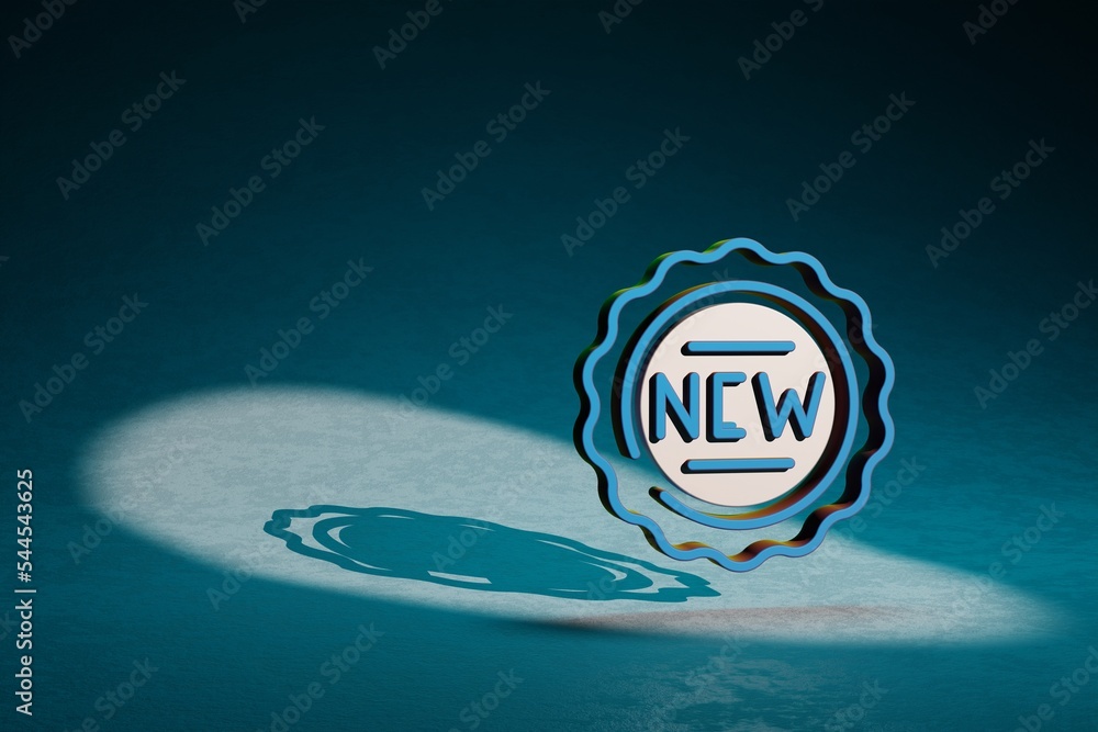 Aufkleber beautiful abstract illustrations new badge symbol icon on a dark blue background. 3d rendering illus