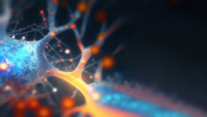 Firing neural synapses, neurons exchanging electrical impulses, degenerative cognitive disease like dementia, Alzheimer's or Parkinson's, neural network  3d rendering - obrazy, fototapety, plakaty