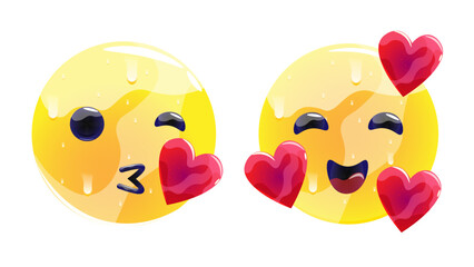 Set of 3d emoji smiles isolated on background in vector format. 