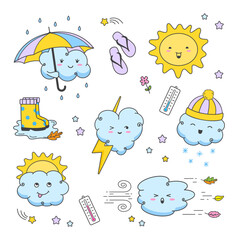 Color set weather icons, doodle