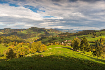 View into the Wiesental in the Black Forest, Zell im Wiesental, Baden-Wuerttemberg, Germany