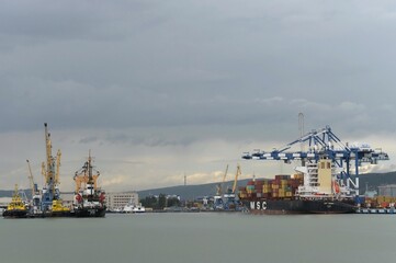 Unloading of vessels in the seaport of Novorossiysk	