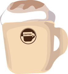 薄茶色のロゴ入りマグカップに淹れたふわふわラテ