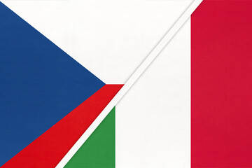 Czech Republic and Italy symbol of country. Czechia vs Italian national flags.