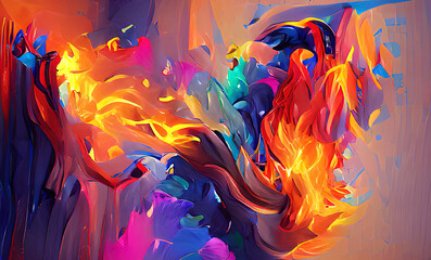 Beautiful Colorful Epic Flame, Dynamic Abstract Background, Texture and Ilustration