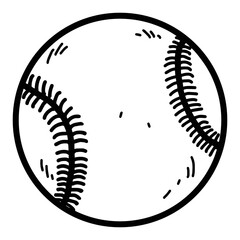Baseball Ball Doodle Drawing Illustration Simple Line Art Icon Vector