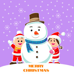 Merry christmas and happy new year. Cute cartoon character illustration for christmas and new year card design