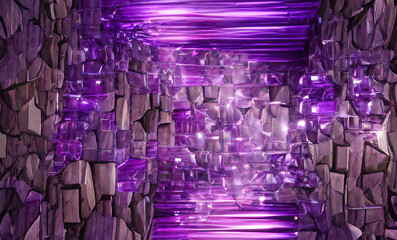 Beautiful Purple Cubic Blocks Epic Dynamic Abstract Background, Texture and Ilustration