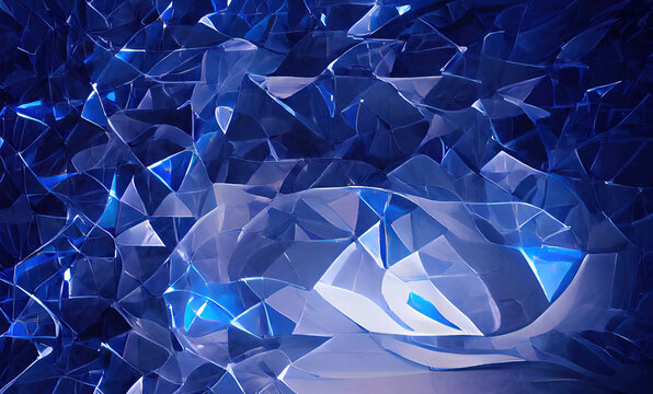 Beautiful Blue Crystal Epic Dynamic Abstract Background, Texture and Ilustration