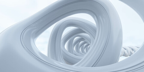 abstract white spiral with sky background 3d render illustration