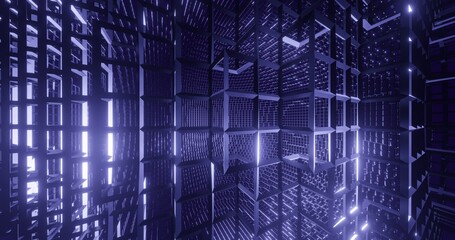 Abstract black background geometric metal construction 3d render