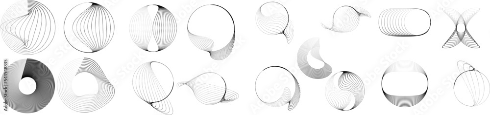 Poster design elements with circular halftone dots. vector rotating dotted circles design . half tones coll