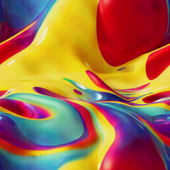 Seamless pattern with splashes of oil paint. Flowing paint, multicolored ink, abstract art background. 3d rendering