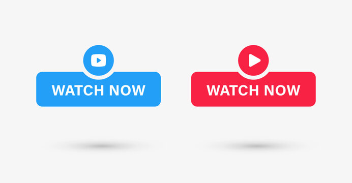 watch now banner buttons with play icon button for video streaming signs
