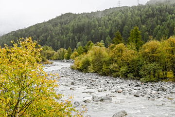 Zernez, Susch, Unterengadin, Inn, Fluss, Inntal, Bergstrasse, Bergtal, Wald, Berge, Alpen,...