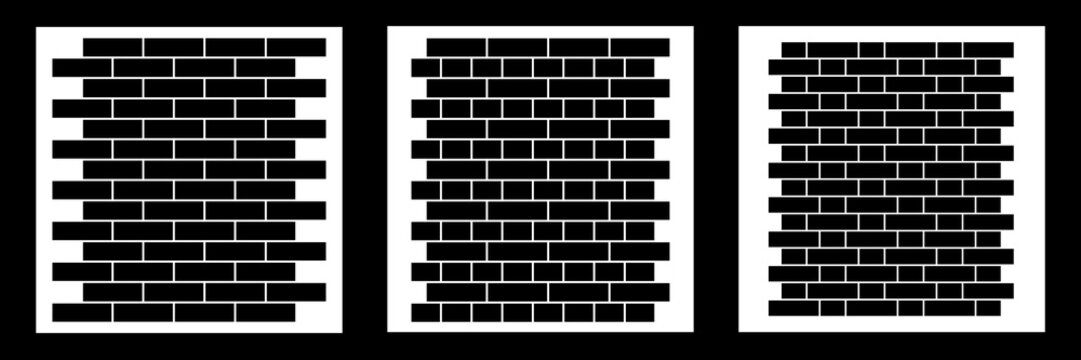 Brick wall stencil. Three types of brickwork. Drawing a picture on the wall. Decorative element for the interior. Production of a reusable stencil from plastic.
