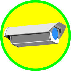 security camera on yellow background