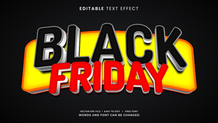 Black friday sale 3d editable text effect