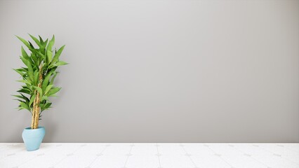 Interior wall mockup living room with empty white wall background. 3d rendering