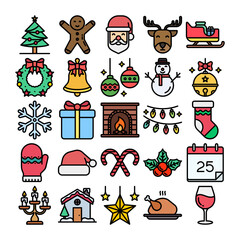Christmas Outline Color icon set