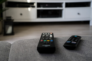 Remote control lying in front of the TV
