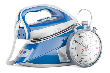 Steam generator iron with stopwatch, 3D rendering
