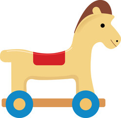 Kids Toy Horse With Wheels Vector Illustration Graphic