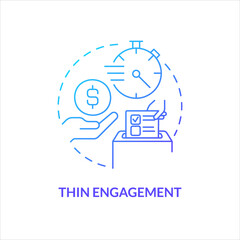 Fototapeta na wymiar Thin engagement blue gradient concept icon. Influence on society. Encourage to act. Involve to vote abstract idea thin line illustration. Isolated outline drawing. Myriad Pro-Bold font used