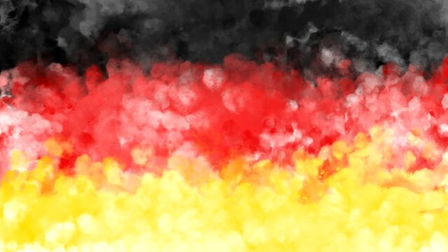 Colorful German flag theme with colorful black red yellow watercolor art background. Celebration of world cup soccer competition. Seamless looping video animation background.