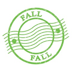 FALL, text written on green  postal stamp.