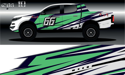 Pickup truck decal designs, Cargo van and car wrap vector. abstract graphic stripe for advertisement, race car, adventure and vehicle livery