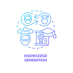 Knowledge generation blue gradient concept icon. Studying process. Advantage of formal education abstract idea thin line illustration. Isolated outline drawing. Myriad Pro-Bold font used