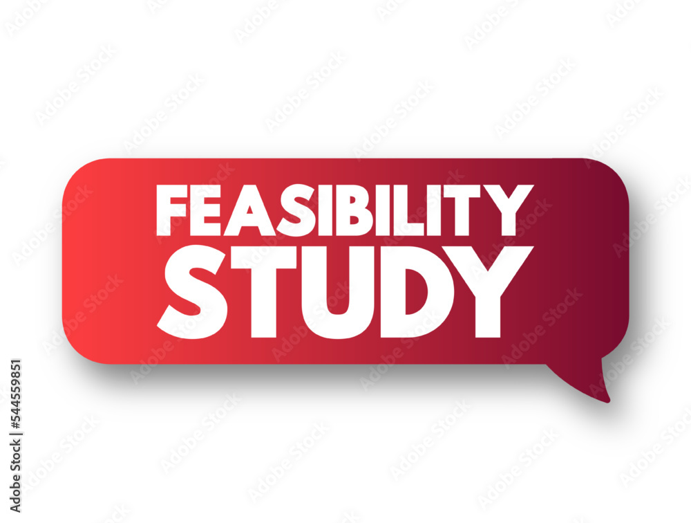 Poster feasibility study - assessment of the practicality of a proposed project or system, text concept mes
