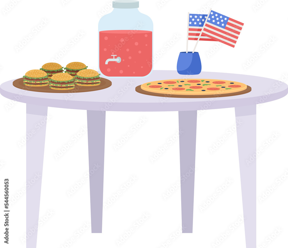 Poster festive board with american flag semi flat color raster object. full sized item on white. part of ho