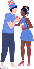 Couple dressed in apparel of national colours semi flat color raster characters. Standing figures. Full body people on white. Simple cartoon style illustration for web graphic design and animation