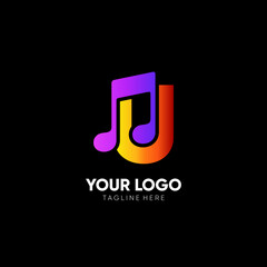 Letter U Music Logo Design Vector Icon Graphic Emblem Illustration