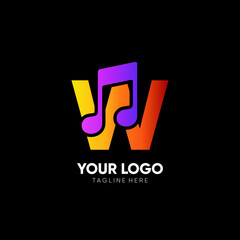 Letter W Music Logo Design Vector Icon Graphic Emblem Illustration
