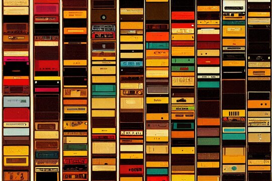 Collection Pack of Vintage VHS Covers for Blank Tapes. Retro technology from 80's and 90's. Templates and layouts for old school graphic projects