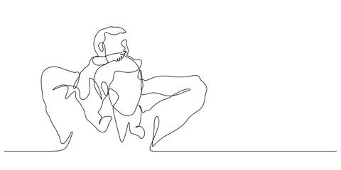 father carrying baby with pointing pose on shoulders illustration