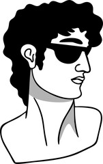 Greek sculpture trippy. Statues figures columnar arms and legs stucco. psychedelic trip style. In black and white..