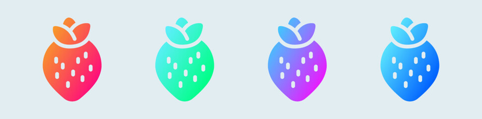 Strawberry solid icon in gradient colors. Fruit signs vector illustration.
