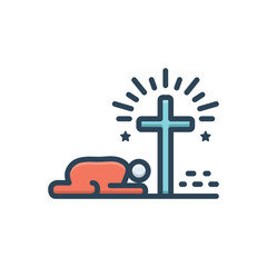 Color illustration icon for sin church