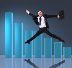 Businessman jumping in business concept