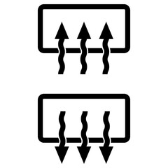Icon ventilation car, window arrow computer, winter ventilation weather air