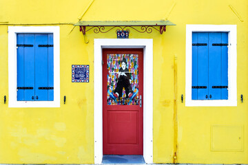 colorful house in venice red blue yellow
