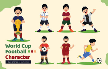 Fototapeta na wymiar World cup football character set